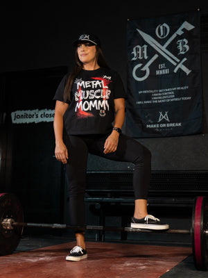 METAL MUSCLE MOMMY - ASHLEY'S VERSION - WOMEN'S HEAVYWEIGHT T-SHIRT