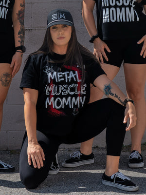 METAL MUSCLE MOMMY - ASHLEY'S VERSION - WOMEN'S HEAVYWEIGHT T-SHIRT