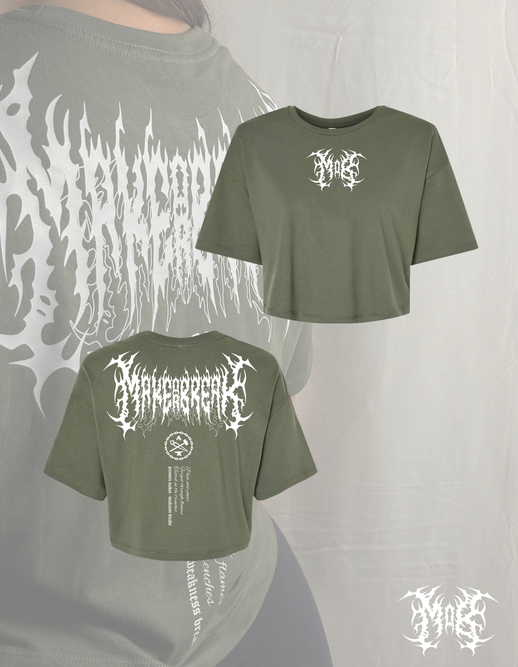 WOMEN'S OVERSIZED BOXY CROP T-SHIRT - MIL GREEN